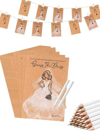 Juego de 20 piezas/set para despedida de soltera que incluye tarjetas de juegos de ducha nupcial para invitados, lápices solubles en agua, decoraciones de boda divertidas, suministros para fiestas y ideas de juegos