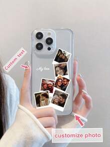 1 pièce Coque de téléphone transparente en TPU blanc personnalisable avec texte/image, antichoc, compatible avec les téléphones Apple/Android - 15 Pro Max, A14, A54, A52, A31 4G, A23, Redmi Note 8 Pro, Note 11 Pro 4G, Note 12 4G, OPPO A54