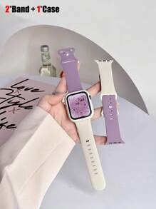 Bộ 3 dây đeo đồng hồ thể thao bằng silicon mềm dễ thương thời trang dành cho nam nữ, chống nước, có thể điều chỉnh và vỏ bảo vệ khoét lỗ, tương thích với dây đeo đồng hồ Apple 38/40/41/42/44/45/46/49mm, dành cho Apple Watch Series Ultra/SE/11/10/9/8/7/6/5/4/3/2/1, phụ kiện đồng hồ thông minh - Nhiều màu - Xem 1