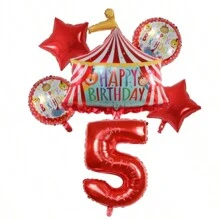 Circus Theme Foil Red Number Circus Stage Balloons Decoration, Birthday Party, Anniversary, Festival Supplies, Scene Layout