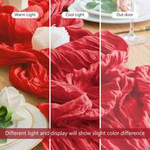 1/2pcs 90*180/300/400cm Red Bohemian Style Sheer Fabric Table Runners, Suitable For Party, Dining Table Decor, Valentine's Day, New Year, Engagement, Wedding, Shower, Birthday (Multiple Colors)