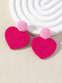 WinLeaf زوج من أقراط اللؤلؤ لعيد الحب، أقراط دائرية معقودة بخرز ثلاثي الأبعاد بألوان متباينة عصرية، حلي زينة مناسبة للأعياد والأم وعيد الأم، هدية