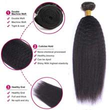 BINF 1/3 Bundles Kinky Straight Peruvian Hair Weave Bundles Virgin Remy Hair Extensions For Women Kinky Straight Human Hair 28 30 Inch Bundles Thick End - Natural Black - Xem 4