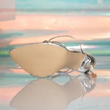 2025 华丽女士水钻系带性感细高跟凉鞋，优雅高跟鞋