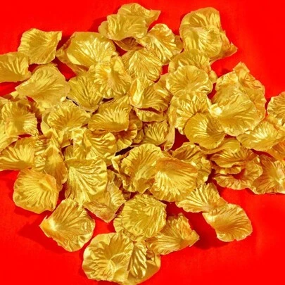 100 件/500 件/1000 件金色丝绸玫瑰人造花瓣适用于婚礼派对活动情人节花卉装饰