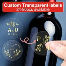 Elegant Custom Transparent Round Stickers With Waterproof Gold Foil Accents For Wedding Favors, Birthday Parties, Engagement Celebrations, Anniversary Events, Gift Seals, And Personalized Packaging - Clear Adhesive Labels With Leaf Design For Stylish And Special Event Decorations,Multi-Functional,Adjustable, Ornamental,Reusable,Adhesive,Exquisite,Adorable,High-Quality,Modern,Colorful,Cute,Comfortable,Stylish,Custom,Personalized,Unique,Ideal Gifts For Him,Ideal Gifts For Her,Boyfriend,Girlfriend,Dad,Mom,Family,Friends,Son,Daughter,Office,Tea Room,Home,Home Refresh,Customized Stickers - Multicolor - View 2