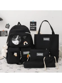 YASUHISA Campus Backpack Supplies Schoolbag Double Shoulder Bag - 彩色 - 查看 2