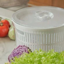 Centrífuga Secadora de Saladas Lavagem e Higienização de Verduras Folhas C/ Cesto Drenagem de Água Secagem Rápida 5,5L Organizador Geladeira OU
