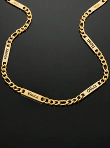 Individuell gravierte Halskette aus Edelstahl mit mehreren Namen für Herren, personalisierte Namensbar-Halskette mit Kette für Väter, Geschenk zum Vatertag, Weihnachten, Thanksgiving, Partys, Jahrestag, Abschluss, Silber, Stilvoll, Farbig, Vintage, Unisex, Hipster, Einfach, Personalisiert, Einzigartig, Ideale Geschenke für ihn, Ideale Geschenke für sie, Sie, Freund, Freundin, Vater, Mutter, Familie, Freunde, für Jahrestage, für Geburtstage, für Abschluss, für Prom, für Partys, Damenketten