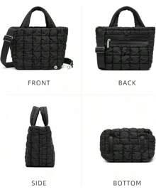 WESTBRONCO Small Puffer Bag Quilted Crossbody Bags For Women Puffy Purse Nylon Shoulder Handbag With Adjustable Strap - Màu be - Xem 5