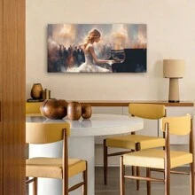 1 lienzo con marco envuelto, arte de pared, impresión vintage, mujer tocando el piano, lienzo, pintura al óleo clásica, arte para decoración del hogar para sala de estar, dormitorio, oficina - Marco envuelto - Ver 6