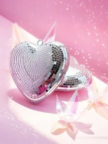 1pc Hanging Party Disco Ball Heart Shaped Mirror Disco Party Ornaments, Valentine's Day Hanging Ornament, Party Decoration, Room Decor, Home Decor - Multicolor - View 10