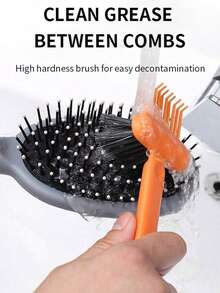 1pc Combs Cleaning Brush, Air Cushion & Bristle Brush Cleaning Claw, Reusable Roller Comb Cleaner, Hair Styling Tool,Kitchen,Bathroom,Home,Household Supplies - Multicolor - View 2