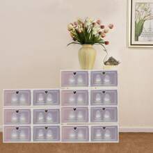 20Pcs Plastic Shoe Boxes Stackable Large Shoe Storage Boxes With Lids