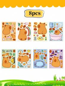 Pegatinas originales con cambio de cara de capibara y parche de rompecabezas de dibujos animados personalizados - Multicolor - Ver 11