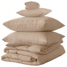 Lux Decor 5-Piece Comforter Set, Soft Microfiber Bedding With Plush Texture, All-Season Comforter, Pillow Shams And Bed Skirt Included, Elegant Hotel Collection Bedding For Bedroom, Guest Room And Home - 米色 - 查看 2