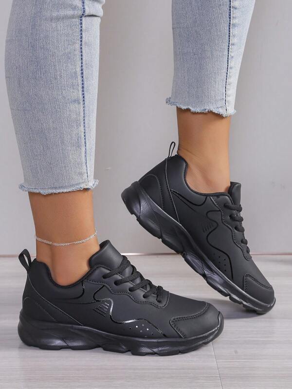 Women's High-Quality Fashion Black Casual Shoes, Lightweight And Comfortable, And Versatile Sports Sneakers