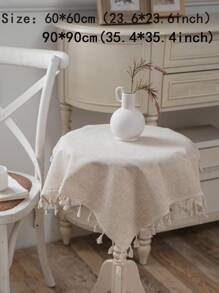 Tokoto 1 khăn trải bàn màu be, vải lanh phong cách Bohemian hiện đại - Tấm lót đĩa vuông/Khăn ăn dùng trang trí ngày lễ, tiệc tùng, quán cà phê, nhà hàng, nhà bếp, phòng ngủ, khách sạn, bàn nhỏ, tủ đầu giường, ghế sofa, tủ giày, mọi mùa - Màu be - Xem 4