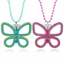rongji jewelry 13 Going On 30 Large Butterfly Choker Necklace Bead Chain Crystal Butterfly Pendant Necklace For Women Elegant Costume Jewelry