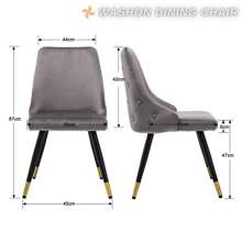 WAHSON OFFICE CHAIRS Pack Of 2 Dining Room Chairs Velvet Kitchen Chairs, Upholstered Chair With Metal Legs, Living Room Chair With Backrest, Button Tufted Armchair For Dining Room/Kitchen - Grey - View 4