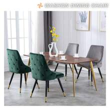 WAHSON OFFICE CHAIRS Pack Of 2 Dining Room Chairs Velvet Kitchen Chairs, Upholstered Chair With Metal Legs, Living Room Chair With Backrest, Button Tufted Armchair For Dining Room/Kitchen - Grey - View 9