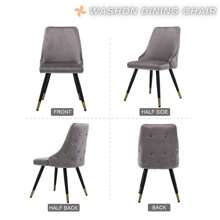 WAHSON OFFICE CHAIRS Pack Of 2 Dining Room Chairs Velvet Kitchen Chairs, Upholstered Chair With Metal Legs, Living Room Chair With Backrest, Button Tufted Armchair For Dining Room/Kitchen - Grey - View 8