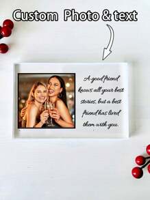 1 pièce Cadeau personnalisé avec PHOTO et TEXTE, Photo autoportante, Bloc photo en acrylique, Cadre photo avec texte personnalisé, Cadeau commémoratif personnalisé, Décoration de la Saint-Valentin, Mariage, Faveurs de fête de la Saint-Valentin, Idées cadeaux