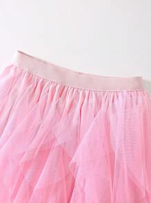 1pc Women's New Fashion Asymmetric Ruffled Layer Cake Mesh Tutu Skirt - Light Pink - View 5