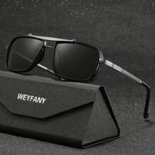 WEYFANY 男女通用方形双梁金属框偏光太阳镜，户外骑行运动驾驶钓鱼旅行太阳镜，高级精品礼盒包装，节日礼物 - 彩色 - 查看 7