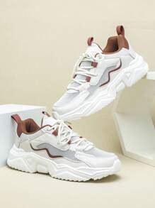 2025 年秋季女士运动鞋,时尚、柔软、透气、轻便的网眼跑步鞋,优雅的棕色复古配色,男女通用的休闲步行鞋,适合通勤、健身、旅行、厚底款式、圆头、低帮、多用途、节日礼物、女士运动鞋 - 彩色 - 查看 4