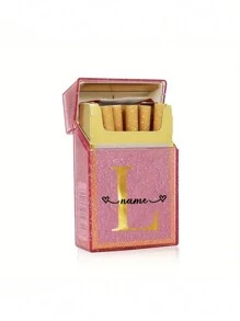 Customized Name Shiny Pink Crystal Cigarette Case, Waterproof, Holds 20 Cigarettes, Gold Lettering, Fits In Pocket Or Handbag, Perfect Gift For Him/Her - Multicolor - View 25