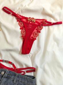 1 Piece For Ladies Personalized Letter Lace Panties, Sexy Lace Thong With Custom Gold Lettering, Diy Gold Rhinette Shiny Letter Name Sequins Fashion, Color Custom, Personalized, Unique, Custom Treasure, Winter Fashion, Christmas Gift, Men's/Women Personalized Gift, Underwear, Underwear, Thong, Ideal Gift For Your Girlfriend, Suitable For Living Room, Bedroom, Anniversaries, Birthdays, Christmas, Winter, Fall, Festivals - Multicolor - View 2