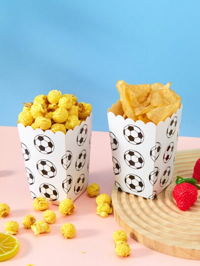 10/24 صندوق طعام بشكل كرة قدم بيضاء ، أكواب بطاطس مقلية، صناديق فشار وصناديق حلويات لحفلة عيد الميلاد، ليلة السينما، علب الغداء، المخبز، مطعم البرغر