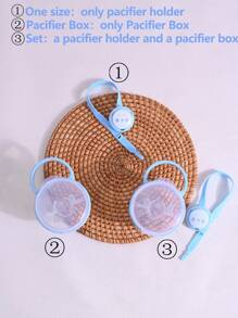 1pc Panda Design Transparent PP Dust Cover/Pacifier Clip/Dust Cover Pacifier Clip Set, Exquisite Portable Storage, Independent Placing Storage Box With Hanging Hook, Baby Hygiene. Note: Storage Box/Pacifier Clip/Set Need To Be Selected When Ordering, Color Sent Randomly/Pacifier Not Included. - Blue - View 12