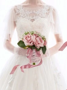 1 pezzo profumo da sposa per la sposa, damigella d'onore, profumo di fiori artificiali di rose bianche avorio e lavanda per matrimonio, festa di nascità, centrotavola, decorazione, regalo, accessori per San Valentino - bouquet da sposa - Visualizzare 2
