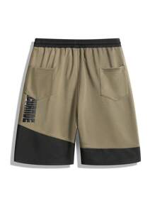 Plus Size Men's Casual Patchwork Shorts, Suitable For Summer