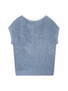 Women's Contrast Binding Casual Colorblock Splice Batwing Sleeve Knit Top Cap Sleeve Knit Sweater Tops Sleeveless Vest Summer Tops Spring Clothes Oversized Tank Tops T Shirts