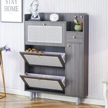 Modern Minimalist Storage Cabinet, Japanese Rattan Shoe Cabinet, Bed Top Cabinet, Small Home Furniture. Suitable For Corridors And Living Rooms. GZ-DI-03 - Multicolor - View 6