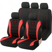 Funda Universale Para Asiento Cubre Asientos 9 Pzs Automóvil. Cojines De Asiento Universales Compatibles Con Accesorios  Airbags .Fácil de quitar y desmontar fácil de limpiar. Cómodo y transpirable, proteger el asiento fácil de llegar a ser hermosa. Ajuste universal para la mayoría de coches, camiones, SUV o furgonetas. - Rojo - Ver 12