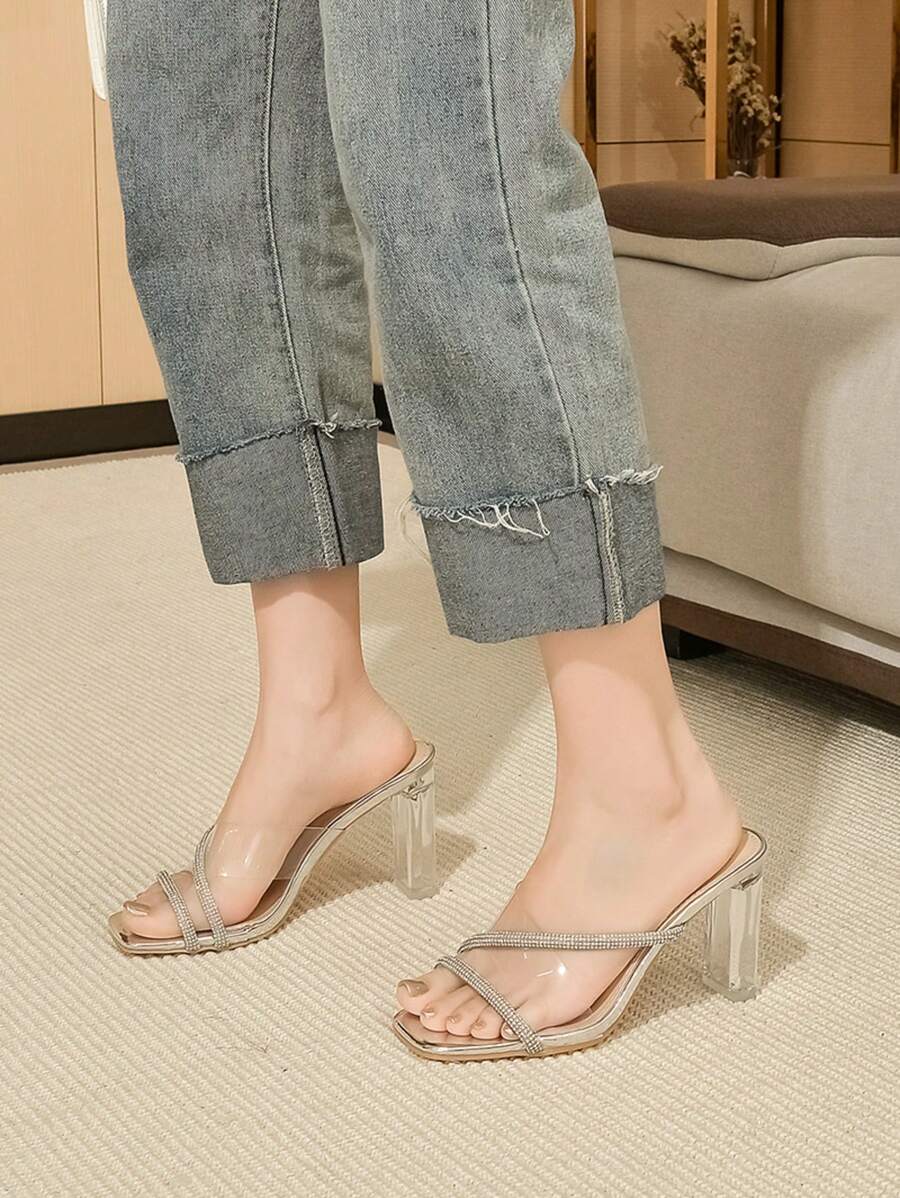 Fashionable Transparent Strap Sandals With Sequins Stylish Sandals Summer Sandals For Women
