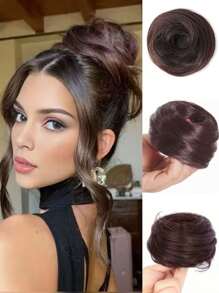 2 英寸合成发髻，合成丝直环发髻，合成接发，发髻发片，适合所有女性日常使用，佩戴方便！