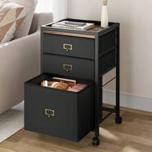 3-Drawer Mobile File Cabinet – Black Vertical Filing Cabinet For Letter/A4, Under Desk Storage For Home Office - Black - View 1