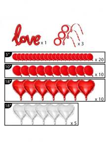 1/49pcs Valentine's Day Heart Red Latex Balloons Garland Arch Kit For Wedding Valentine's Day Party Background Decoration Supplies - Red - View 6