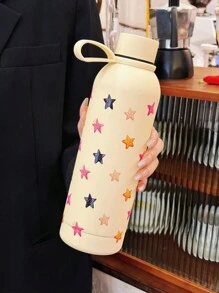1 Stück 500ml/16.91oz Isolierbecher mit Sternen- und Mond-Motiv, hält Getränke heiß/kalt, Outdoor Sportflasche, Camping Becher, Reisebecher, Edelstahl, Auto Becher, geeignet für Schulanfang, Valentinstag, Muttertag und andere Feiertage, Geburtstagsgeschenk