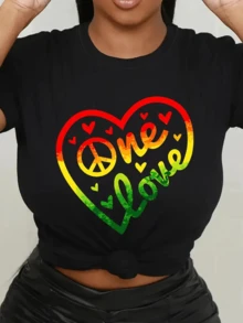 Heart Printed T-Shirt - Flat Printed Ladies T-Shirt, Striking Design