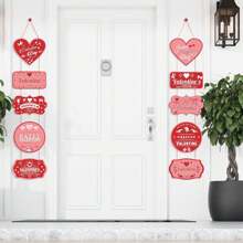 情人节心形门横幅、心形花环工艺品、悬挂式门廊标志，适用于生日情人节派对婚礼订婚装饰用品 - 彩色 - 查看 6