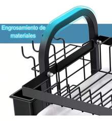 Escurridor De Platos De Acero Inoxidable De 2 Niveles - Negro - Ver 4