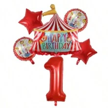 Circus Theme Foil Red Number Circus Stage Balloons Decoration, Birthday Party, Anniversary, Festival Supplies, Scene Layout