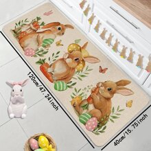 1/2pcs Happy Easter Rabbit Kitchen Rugs, Rabbit Easter Eggs Carrot Kitchen Mat Decor, Spring Butterfly Floor Door Mat Home Decor - Multicolor - View 11