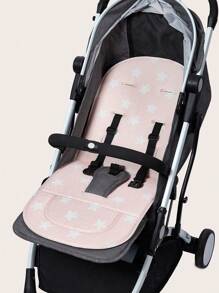 1 件通用婴儿推车座椅垫，透气舒适婴儿推车垫，适合 0-3 岁婴儿，可拆卸和可清洗座椅垫，浅灰色波尔卡圆点/星星图案